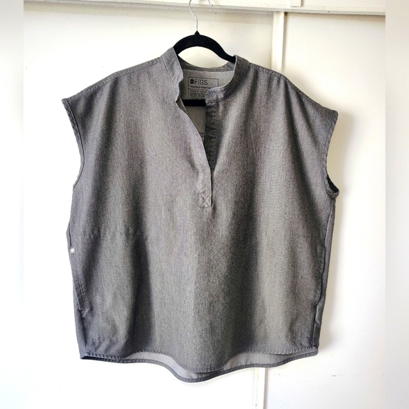 Figs Rafaela Oversized Scrub Top Women Mandarin Collar Grey Professional XL. - Picture 2 of 14